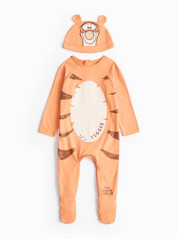 Unisex Tigger Orange Sleepsuit & Hat Up to 3 mths