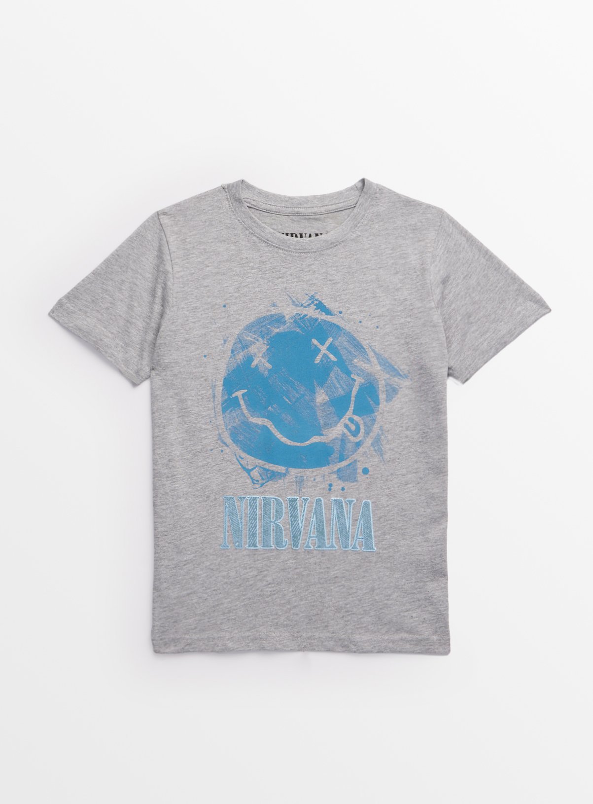 Blue Blue Nirvana Grey Graphic Print T-Shirt (8 Years) - Nirvana by Sainsbury's