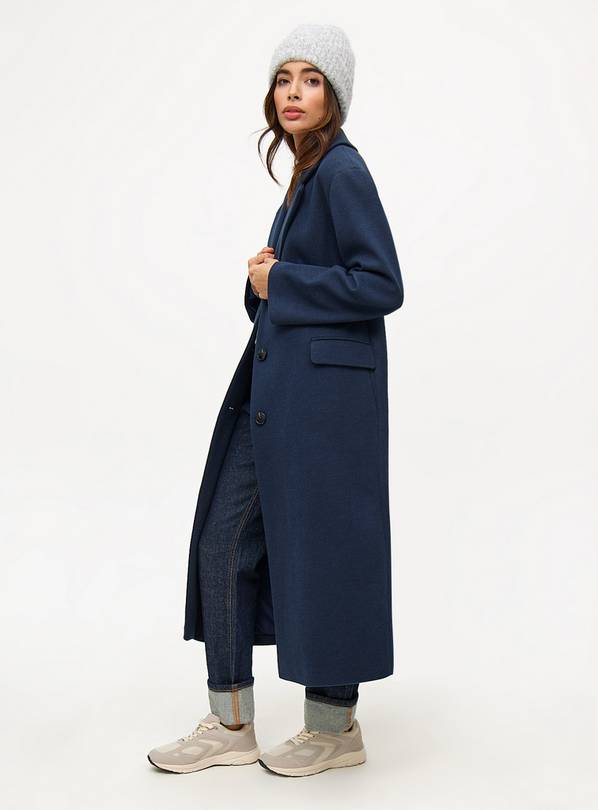 Navy Single Breasted Longline Tailored Coat 16