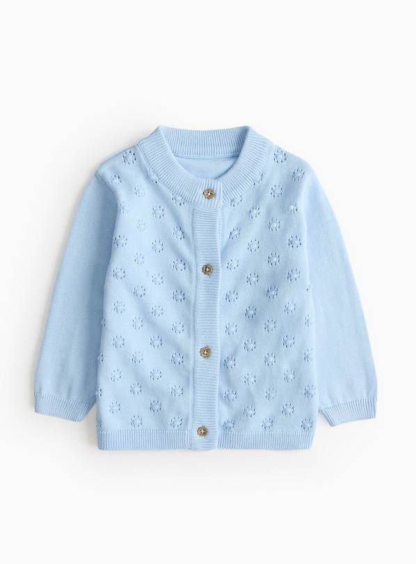 Blue Bobble Stitch Knitted Cardigan 12-18 months