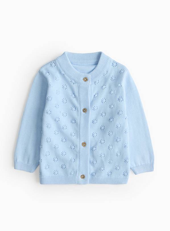 Blue Bobble Stitch Knitted Cardigan 6-9 months