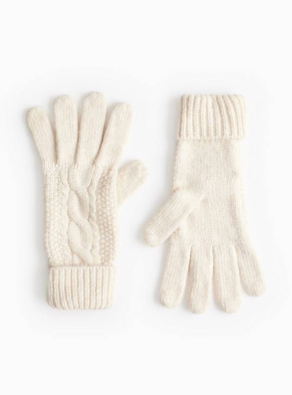 Cream Cable Knitted Gloves One Size