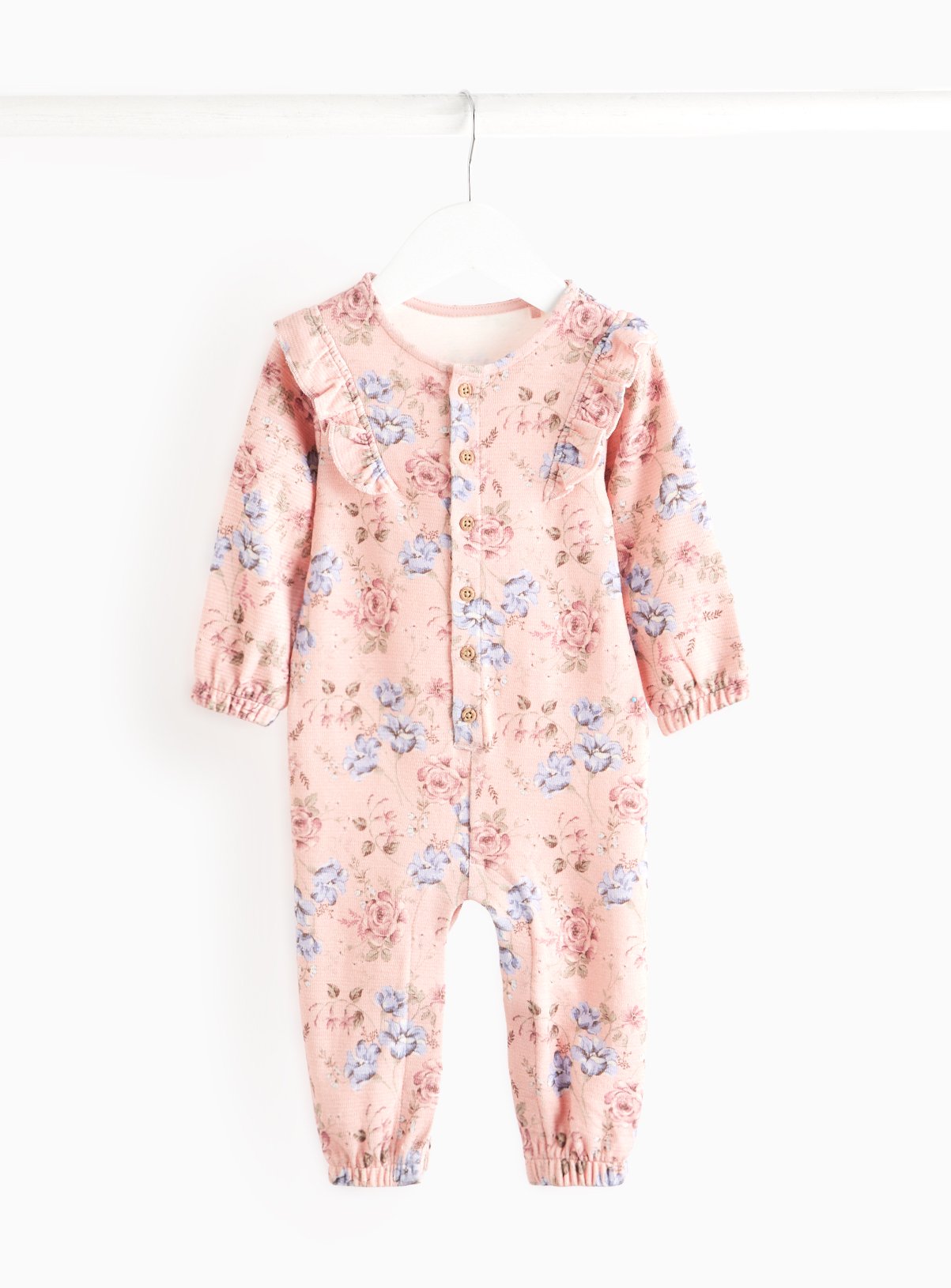 Pink Pink Floral Printed Romper (9-12 Months) - Tu by Sainsbury's