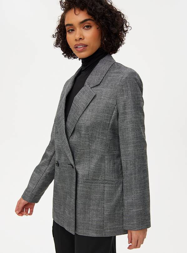 Grey Sparkle Check Relaxed Blazer 8