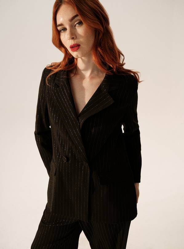 Black Glitter Pinstripe Co-ord Tailored Blazer 20