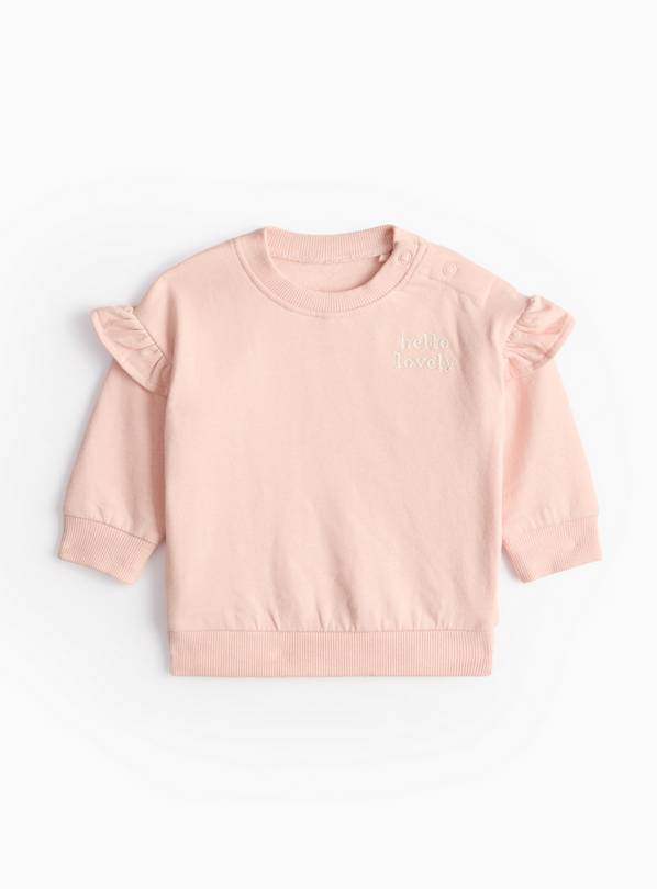 Pastel Pink Frill Sleeve Sweatshirt  9-12 months