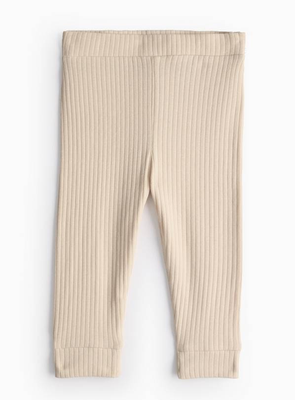 Cream Ribbed Leggings 9-12 months