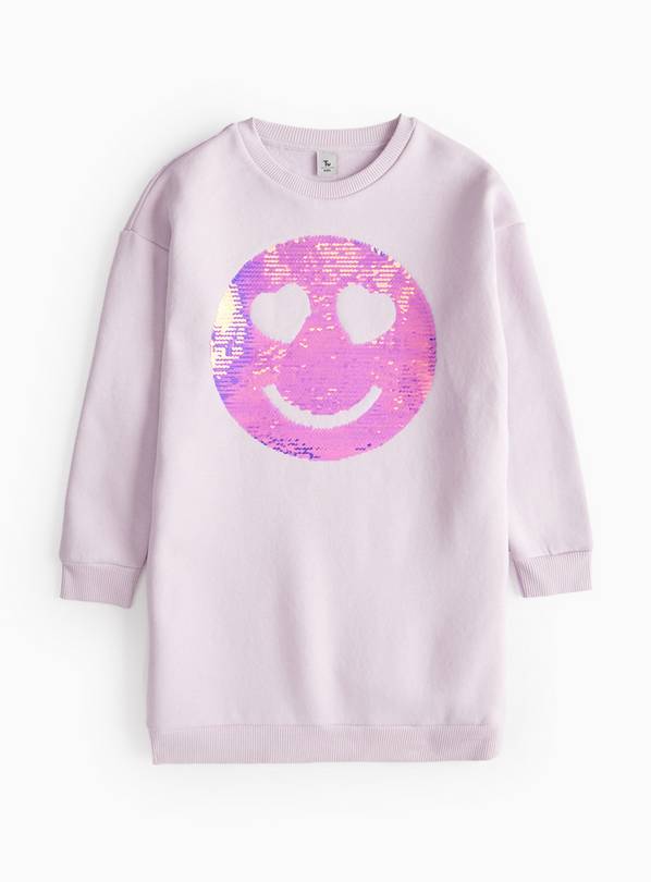 Pink Sequin Smiley Face Sweatshirt Dress 10 years