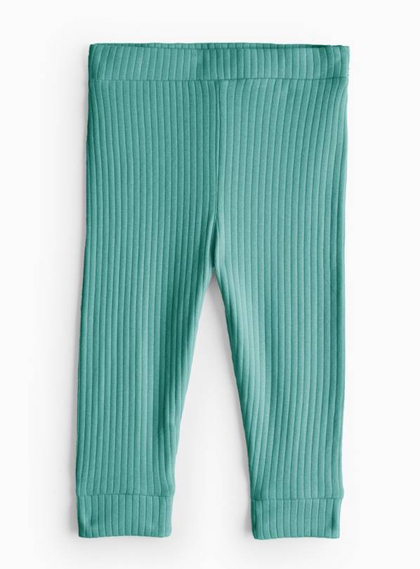 Green Ribbed Leggings 9-12 months