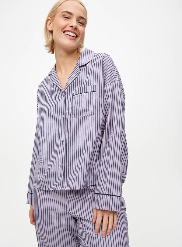 Lilac Striped Woven Traditional Pyjamas 16