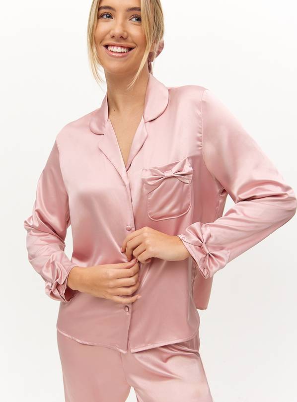 Pink Satin Bow Traditional Pyjamas & Scrunchie Set 8