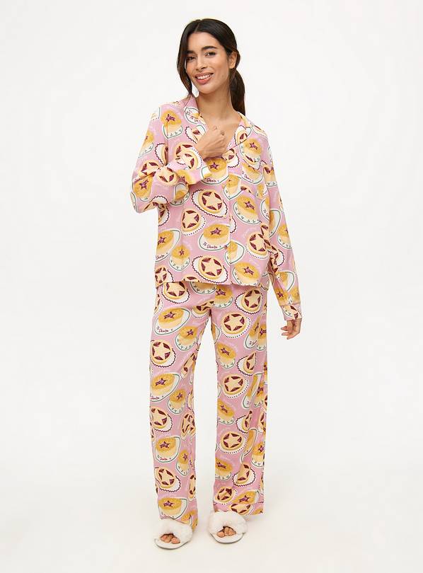 Pink Mince Pies Printed Traditional Pyjamas XXL