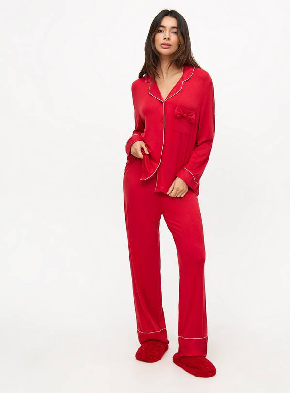 Red Bow Pocket Traditional Pyjama Set XL