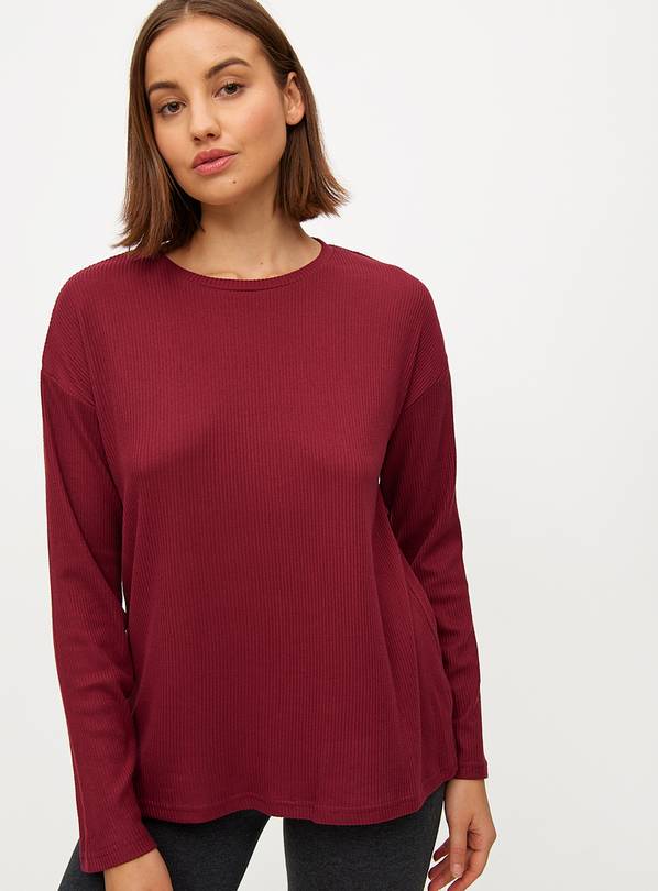 Plum Ribbed Co-ord Pyjama Top L