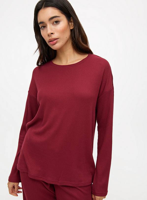 Burgundy Ribbed Co-ord Pyjama Top XL