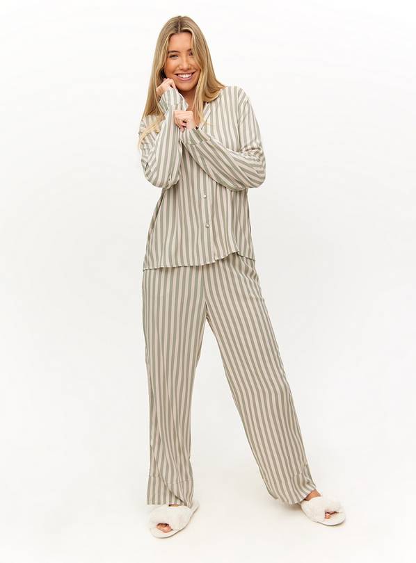 Sage Green Striped Traditional Co-ord Pyjama Bottoms 22