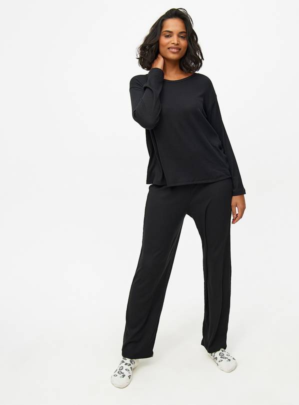 Black Soft Knitted Long Sleeve Pyjamas S