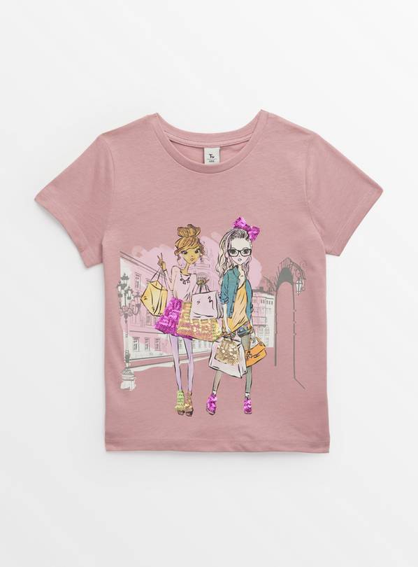 Pink Shopping Print T-Shirt 6 years