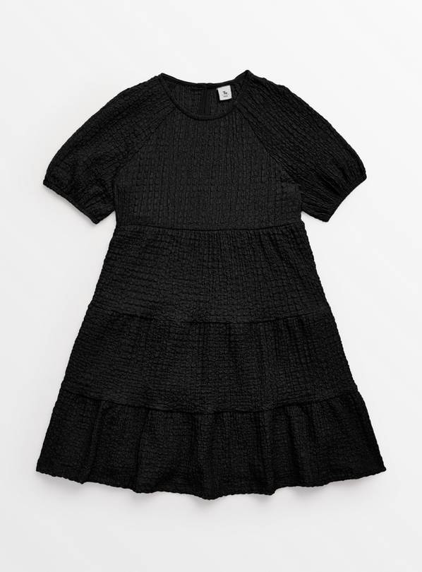 Black Crinkle Tiered Dress 5 years