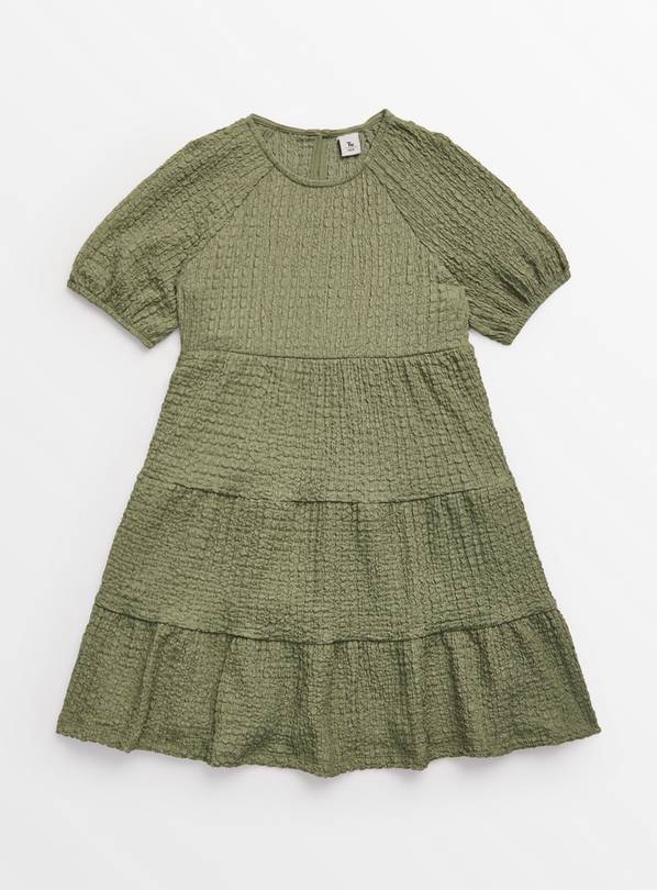 Khaki Crinkle Tiered Dress 5 years