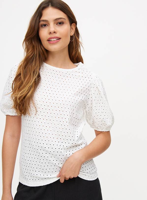 White Broderie Puff Sleeve Top 14