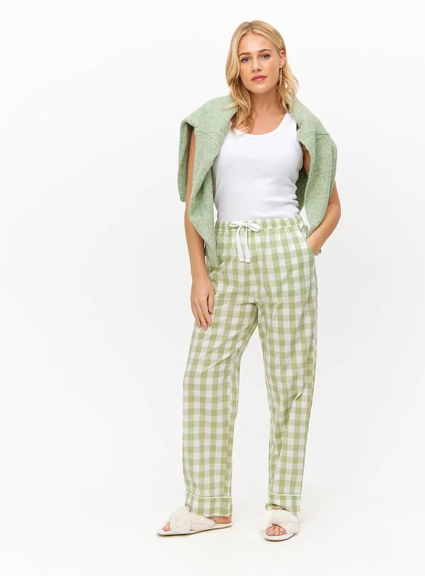 Sage Green Gingham Woven Pyjama Bottoms 12