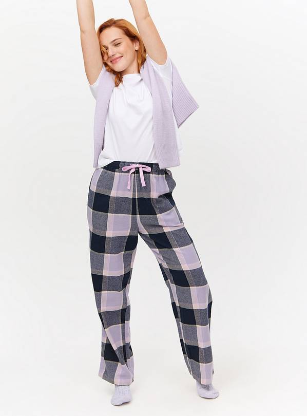 Navy & Pink Wide Check Woven Pyjama Bottoms 8