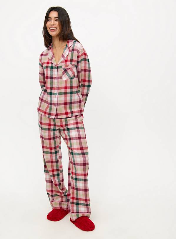 Pink Check Print Woven Traditional Pyjamas 10