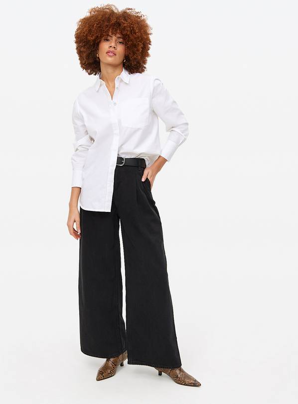 Black Ultra Wide Leg Denim Jeans  22R