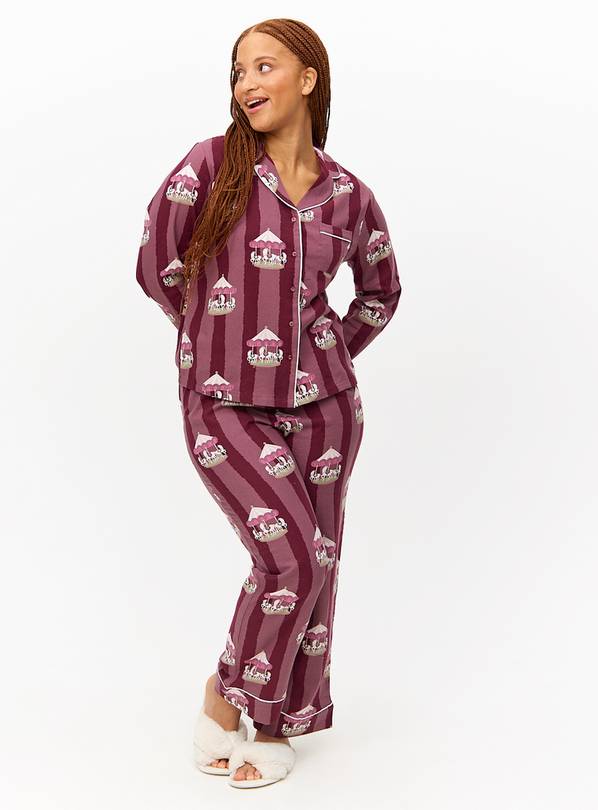 Plum Merry-Go-Round Print Traditional Pyjamas 20