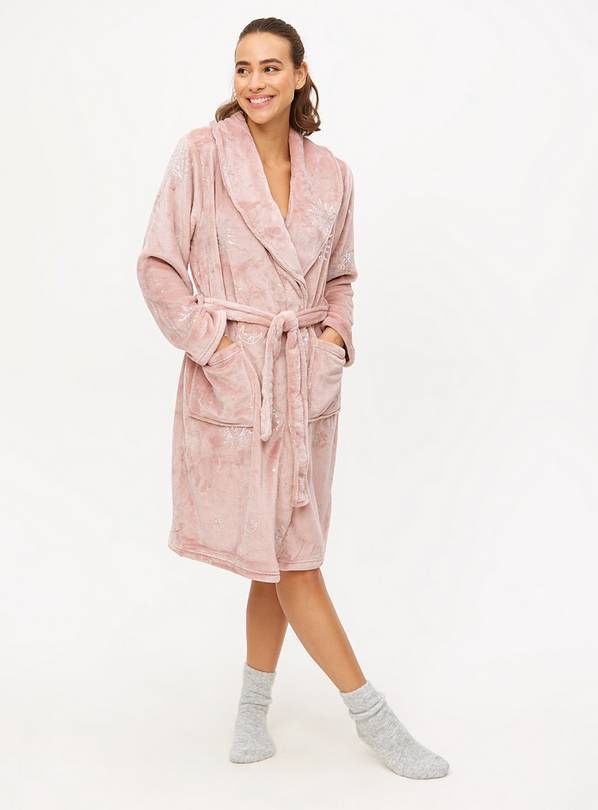 Pink Foil Sun & Moon Fleece Dressing Gown L