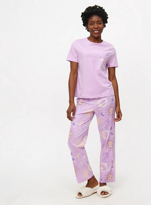 Lilac Sun & Moon Printed Pyjamas S