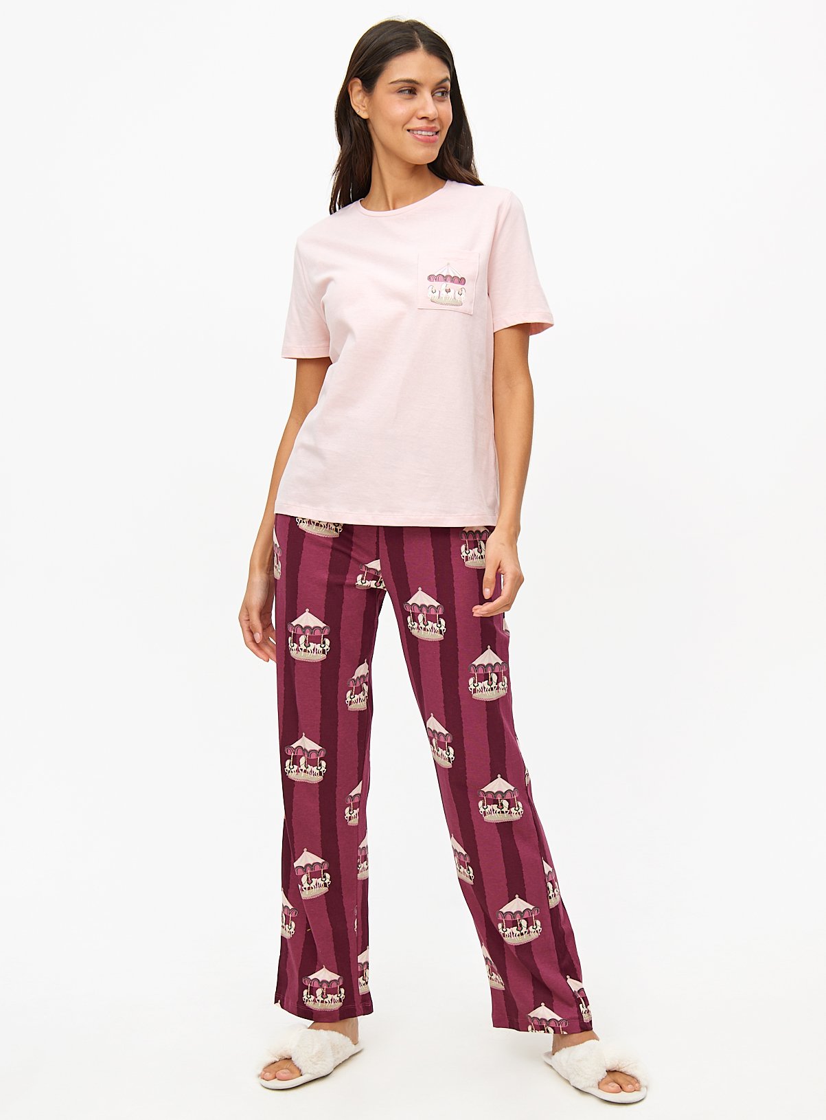 Pink Merry-Go-Round Printed Pyjamas M