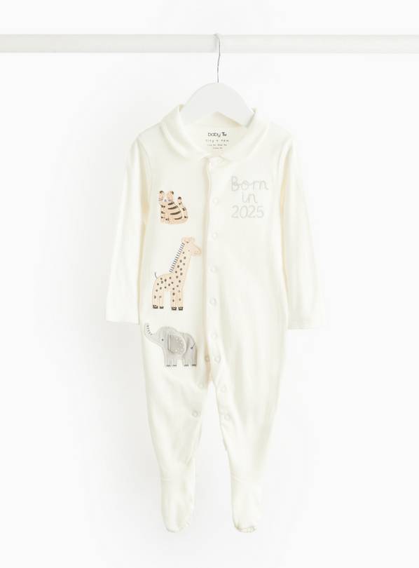 Born In 2025 Safari Print Sleepsuit  Up to 1 mth