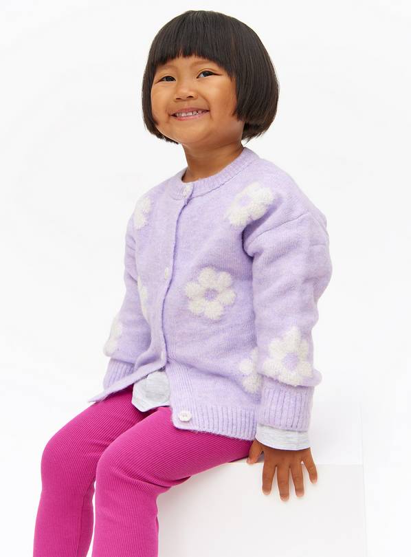 Lilac Floral Crew Neck Cardigan 5-6 years
