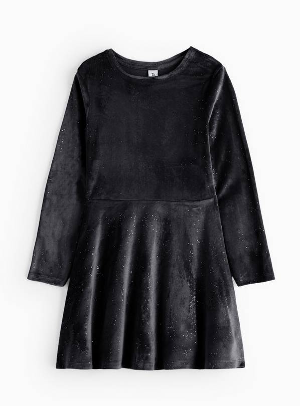 Black Velour Sparkle Party Dress 6 years