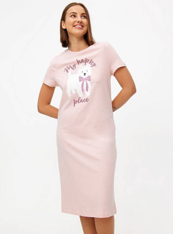 Pink Westie Dog Print Nightdress M