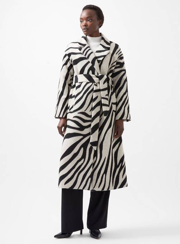 FRENCH CONNECTION Grace Zebra Belted Coat M