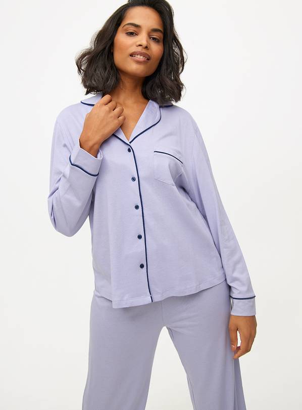 Lilac Modal Blend Traditional Long Sleeve Pyjamas M