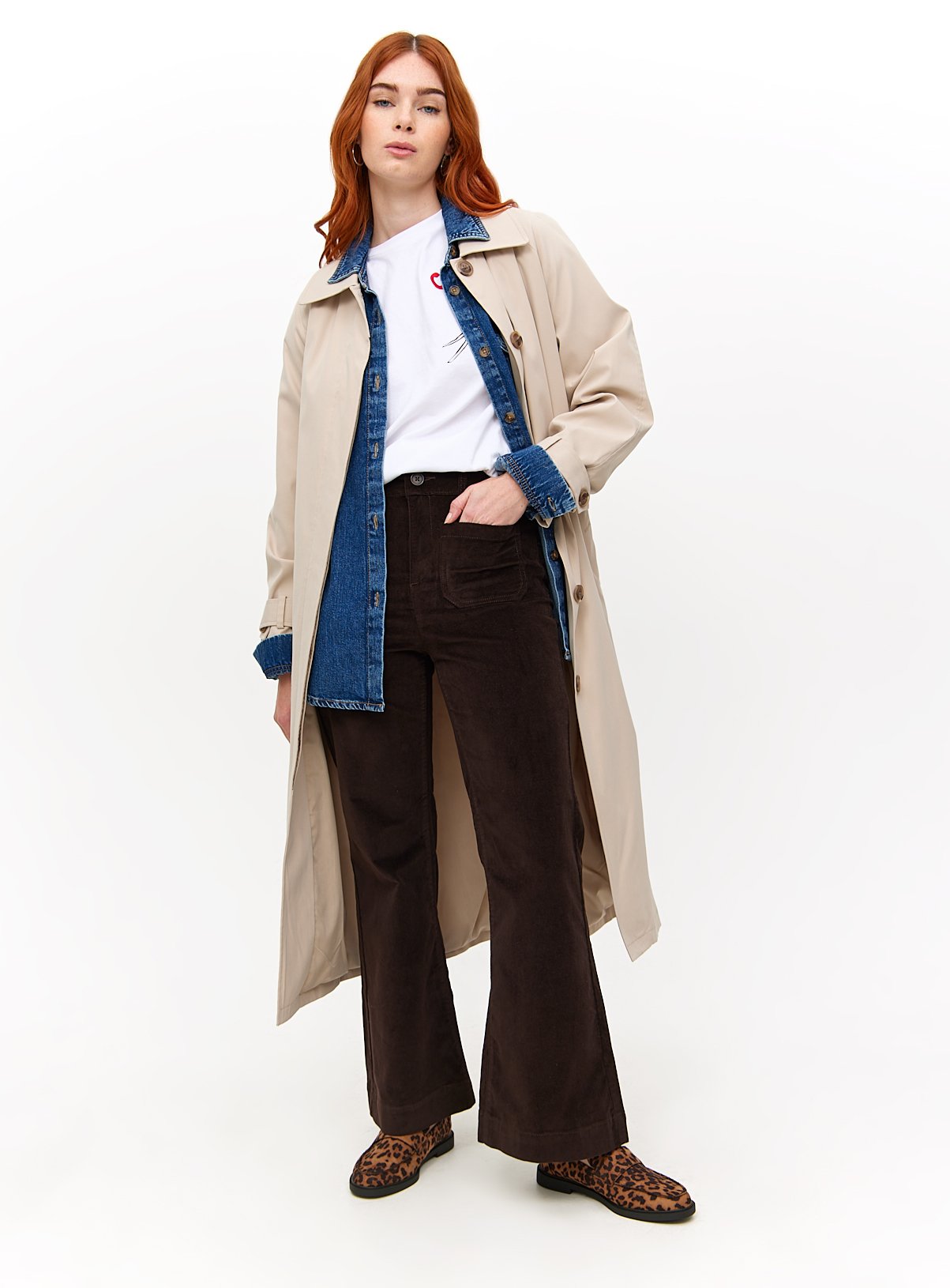 Brown Corduroy Relaxed Flared Trousers 12S - Image 1 thumbnail