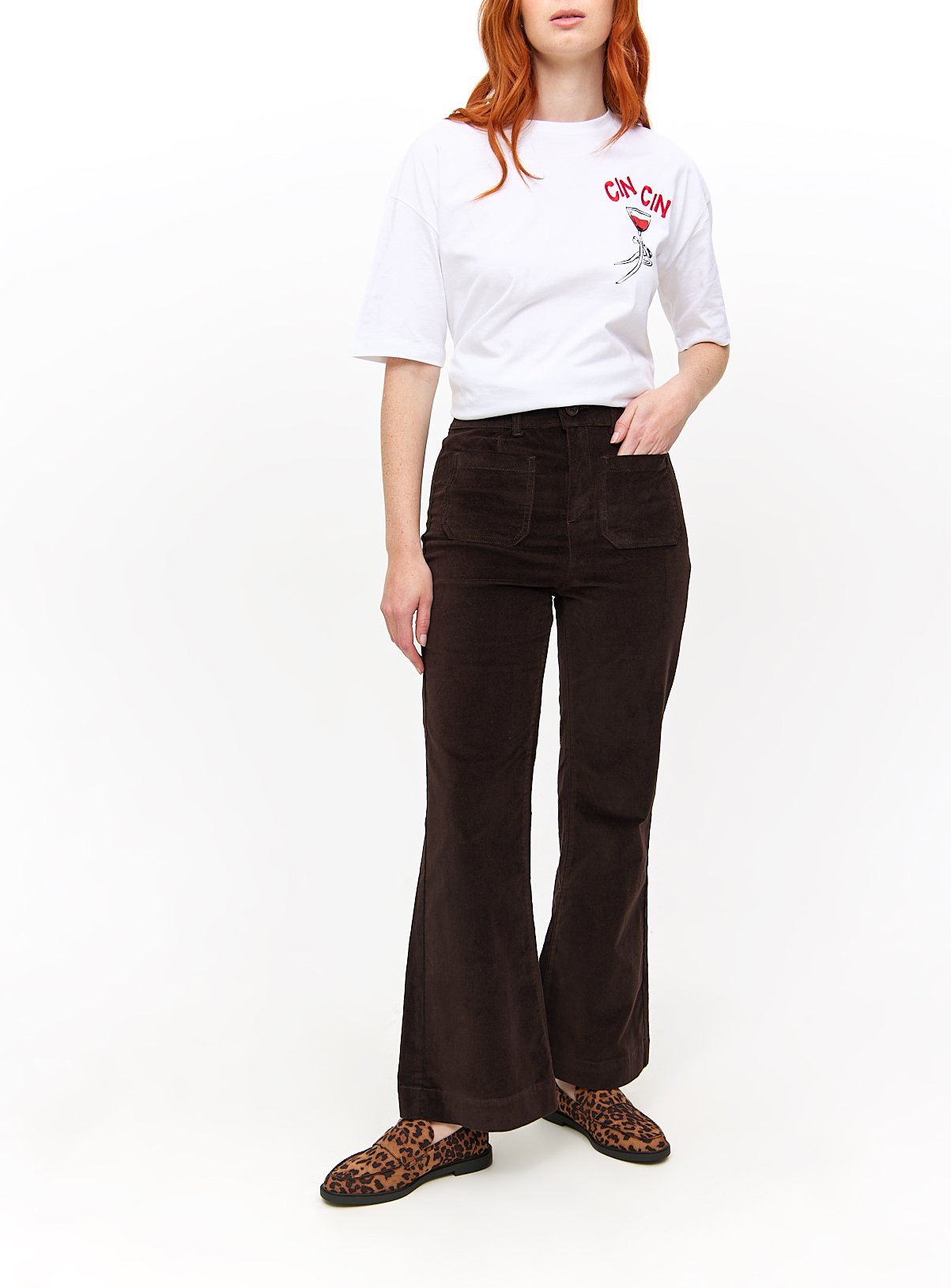 Brown Corduroy Relaxed Flared Trousers 12S - Image 2 thumbnail