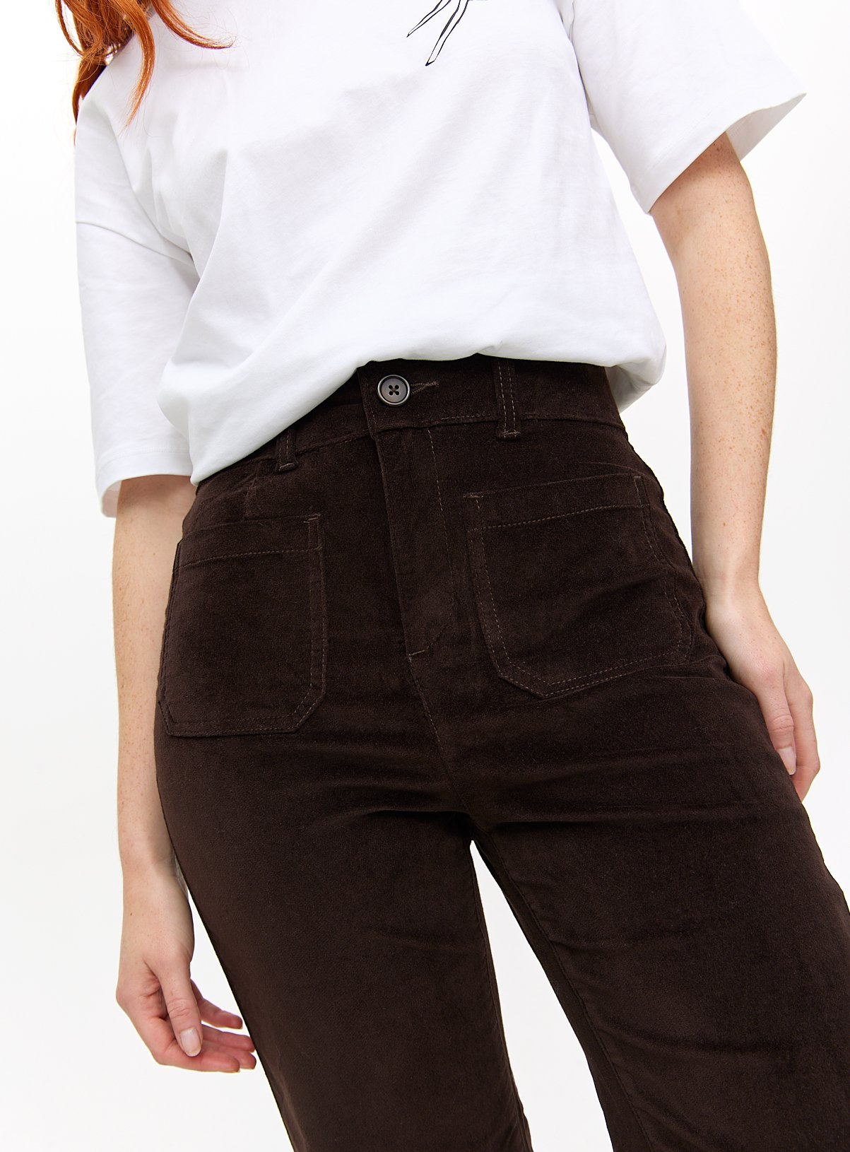 Brown Corduroy Relaxed Flared Trousers 12S - Image 3 thumbnail