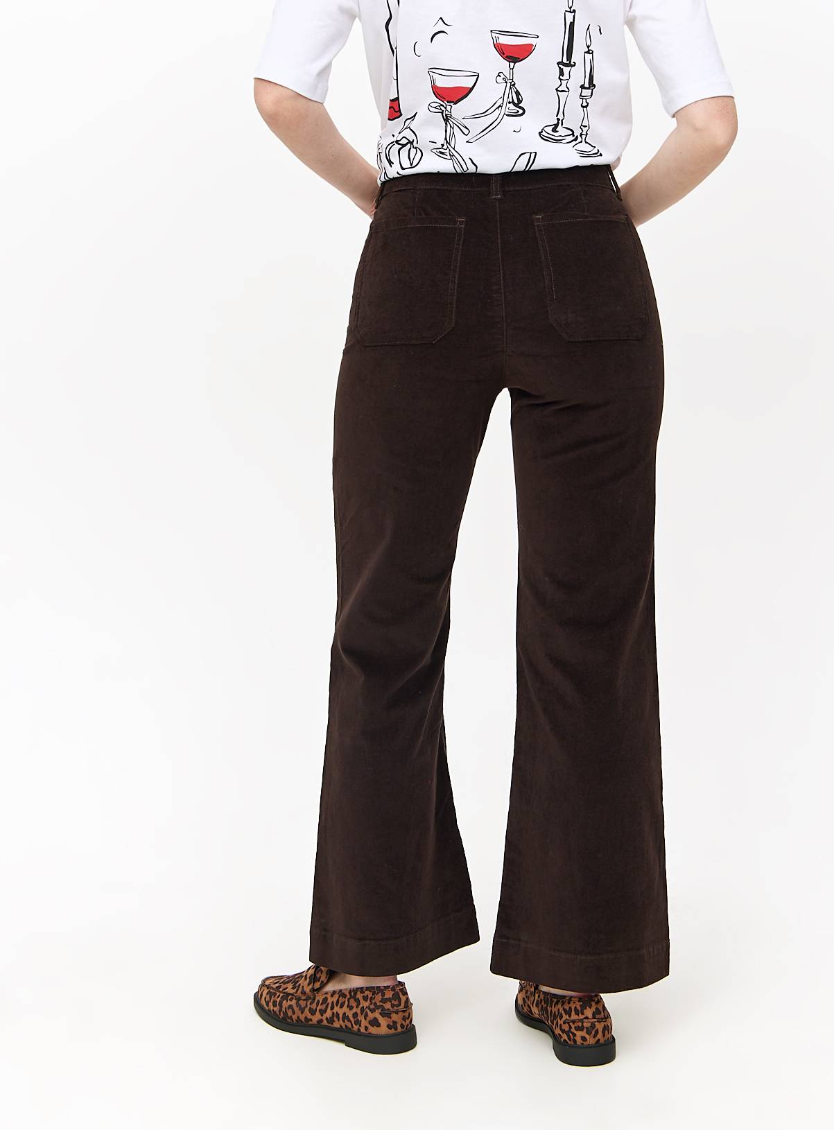 Brown Corduroy Relaxed Flared Trousers 12S - Image 4