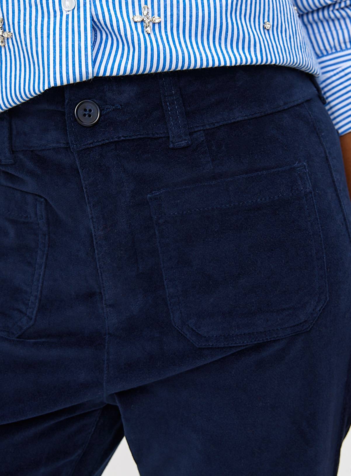 Navy Corduroy Relaxed Flared Trousers 20L - Image 3