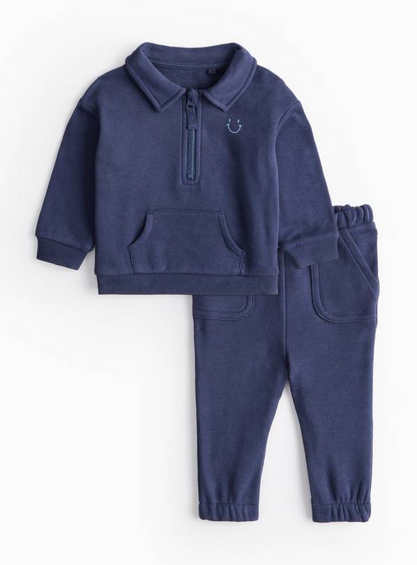 Navy Quarter-Zip Sweatshirt & Leggings Set 18-24 months