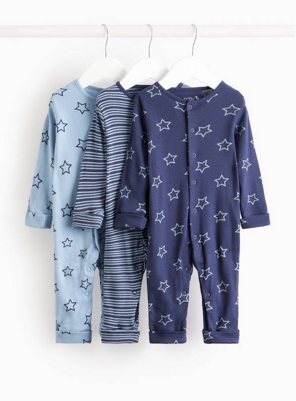 Blue Star & Stripe Sleepsuit 3 Pack 9-12 months