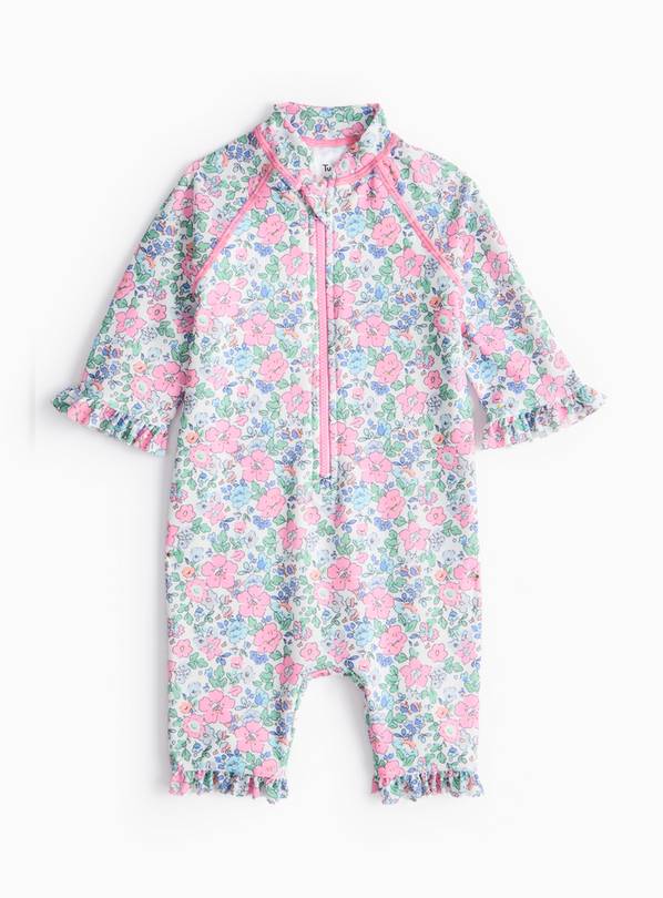 Pink Floral Print Sunsuit  Up to 3 mths