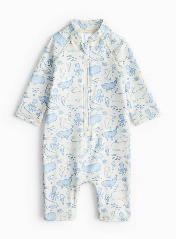 Blue Sea Creature Print Sunsuit 18-24 months