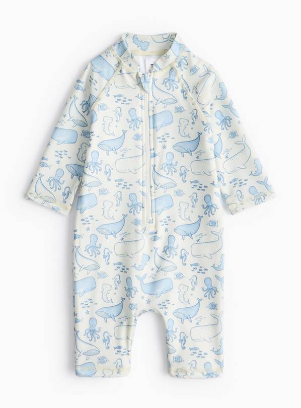 Blue Sea Creature Print Sunsuit 9-12 months