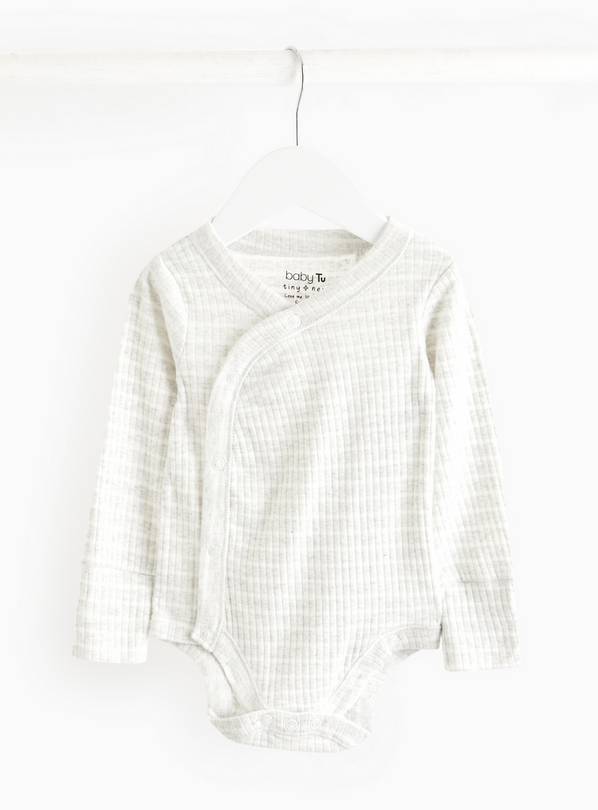 Grey Striped Wrap Front Bodysuit 9-12 months